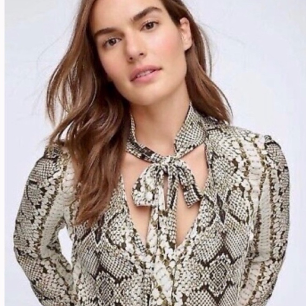 J. Crew Animal Print Tie Neck